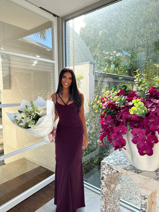 Vintage Noir Dress in Plum